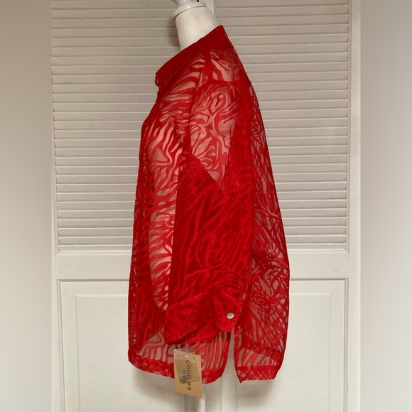 NWT Choices Plus Size 1X Sheer Blouse - Picture 4 of 15